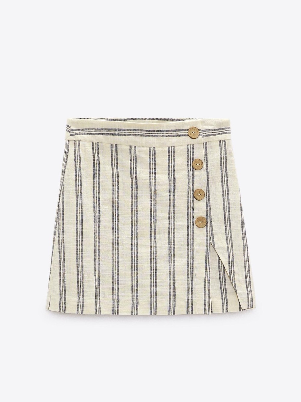 Zara - Striped Cream Mini Skort with Button Detail - size Large